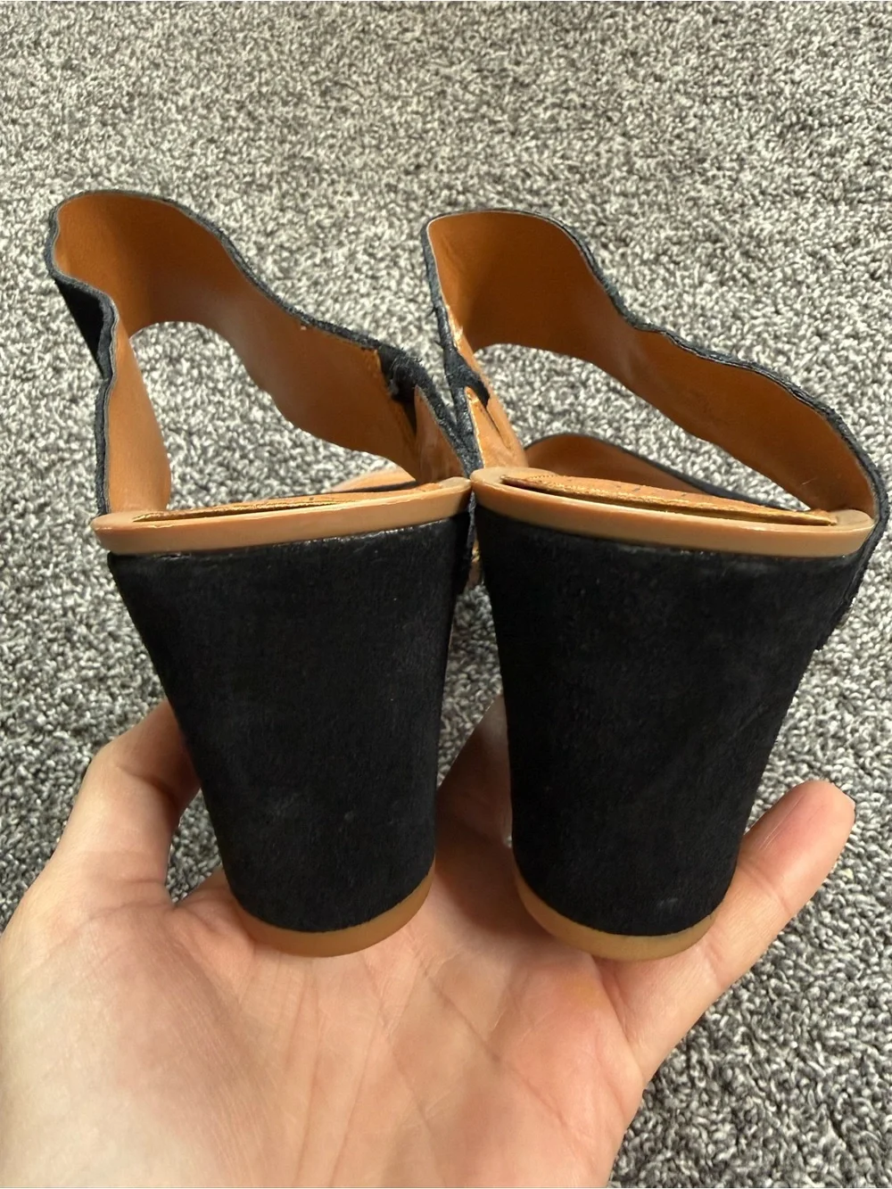 Franco Sarto Black Suede Studded Block Heel Sandals Size 10